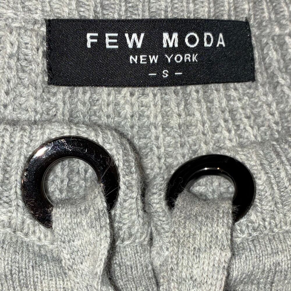 Few Moda New York Sweater Wool Blend Knit Lace Up Tie Front Gray Womens Small - Picture 8 of 8